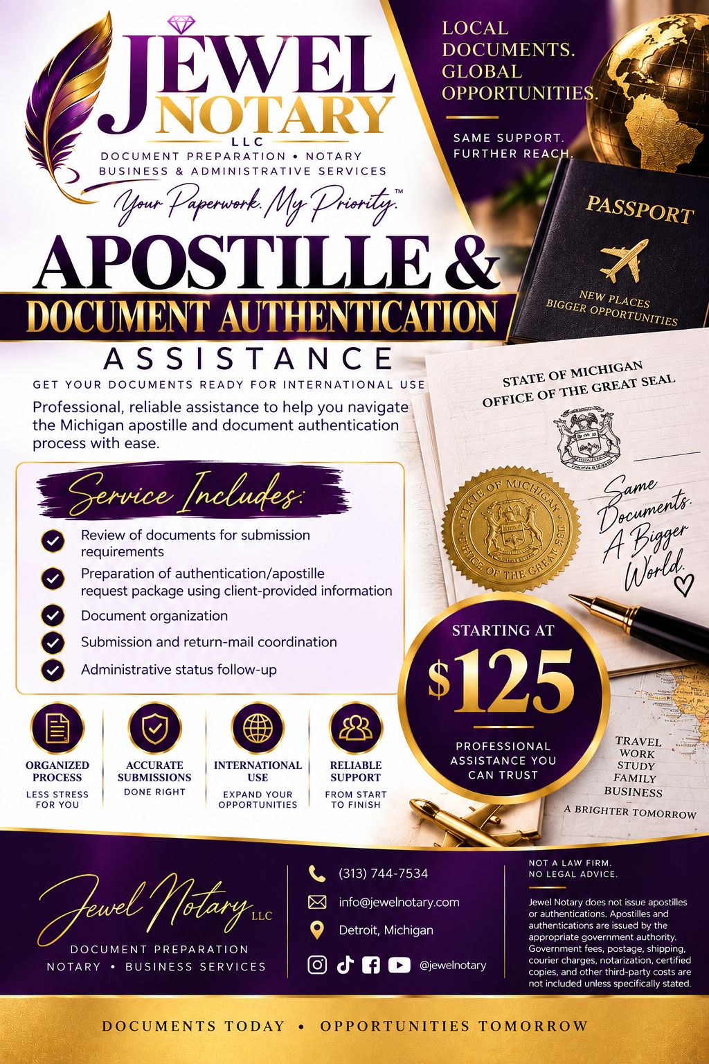 Michigan Apostille & Document Authentication Assistance