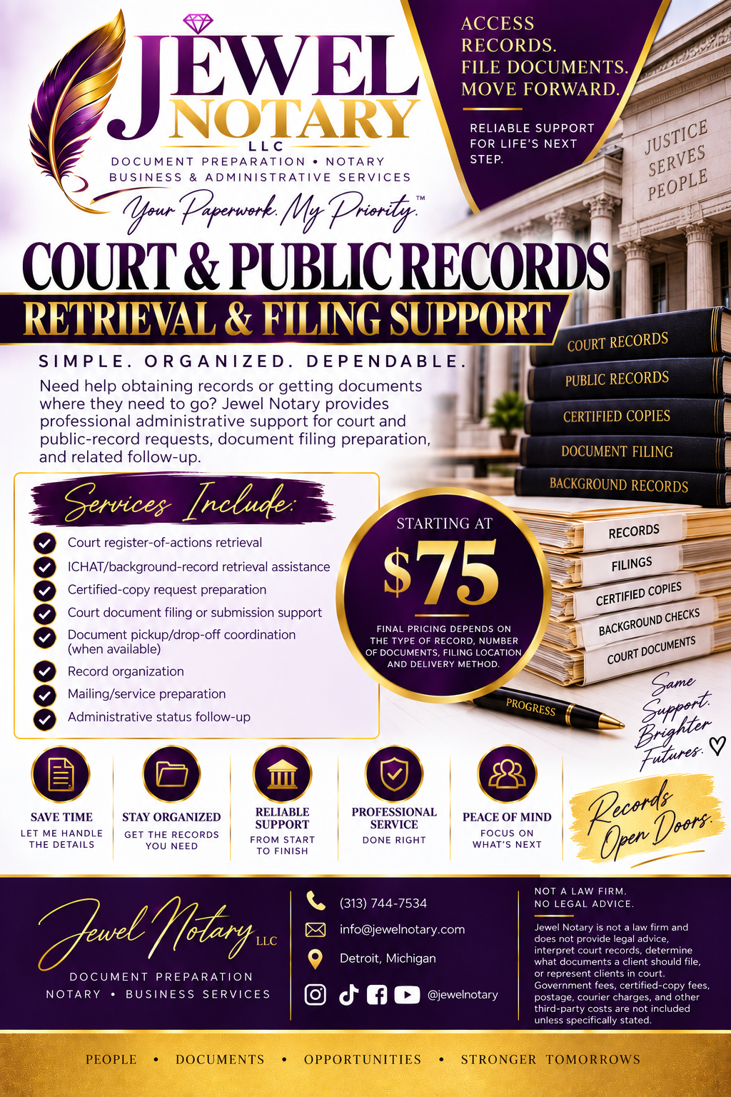 Court & Public Records Retrieval & Filing Support